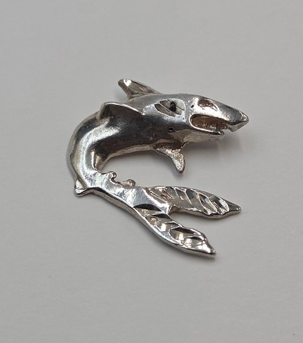 925 Sterling Silver Swimming Shark Pendant Charm