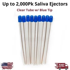 2000Pk Dynarex Saliva Ejectors Clear Blue Tips Plastic Dental Suction Disposable