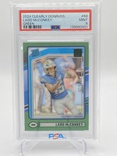 2024 Clearly Donruss Ladd McConkey Green RC #68 PSA 9 Mint 15/25 Jersey Match