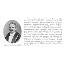 Lieut-Colonel Stephen Penfold of Cheriton Road Folkestone - Antique Print 1904