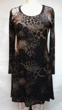 Karen Kane Brown Black Leopard Burnout Velvet Knee Length Lined Dress SZ L  EUC