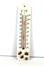 Vintage Ceramic Garden Outdoor Patio Thermometer with Honeybees