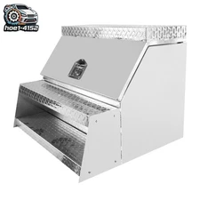 Aluminum 25x28x30" Side Mount Semi Truck Saddle Step Tool Box Sliver