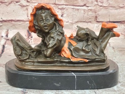 Signed Milo Reading Girl Bronze Sculpture Museum Quality Figurative Artwork