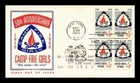 Dr Jim Stamps FDC 50th Anniversary Camp Fire Girls 1960 Block Cascade Cachet