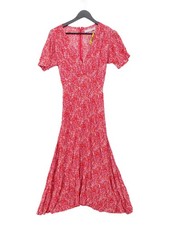 Faithfull The Brand Wrap Midi Dress UK10 in Red