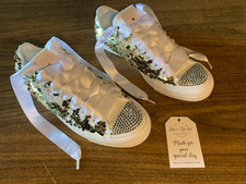 Converse Lovin Bridal Sequin Elegant Wedding Sneaker Shoes. Women's Size 7. New.