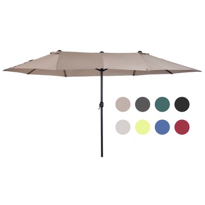 Outsunny Doppelsonnenschirm Gartenschirm Marktschirm mit Handkurbel 460 x 270 cm