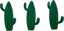 Southwestern Green Cast Iron Cactus Wall Hooks, Decorative Hooks,Set of 3,5.75in