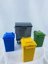 Bruder Garbage Can Accessory Kit - Three Colored Bins & One Large Gray Bin 2607