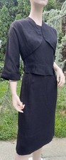 VINTAGE 1950's BLACK LIGHT WEIGHT LINEN 3 PC. SUIT