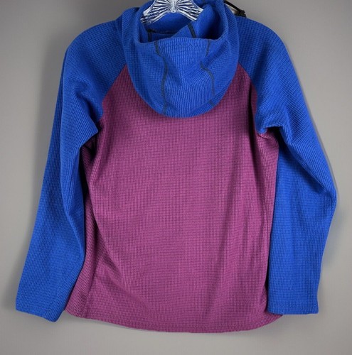 Melanzana Micro Grid Hoodie Pullover Womens Small Purple Blue Two Tone - Picture 12 of 15