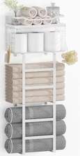 Towel Racks for Bathroom Wall Mounted, 4 tire Bath Towel Storage - with 2 Pac...
