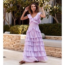 ANNE-LOUISE BOUTIQUE ALB Lavender Dreams Ruffle Maxi Dress NWT US 8 