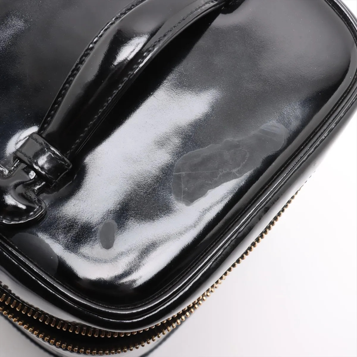 Chanel Coco Mark Patent Leather Vanity bag Black Gold Metal Fittings A01998 thumbnail 11