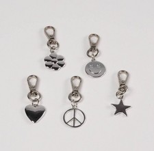Hello Lux 5 Pack 'Icons' silver Phone Charms For Wristlets and Crossbodies, NEW