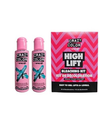 Crazy Color Semi-Permanent Conditioning Haarfarbe - 2x Blue Jade & Bleaching Kit 