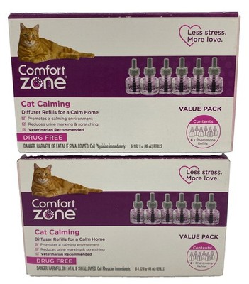 Comfort Zone Cat Calming Pheromone Diffuser Refills 12 Pack 360 Day Supply NEW