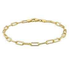 Amour 18k Yellow Gold Plated Silver 3.5mm Cut Paperclip Chain Anklet - 9in.