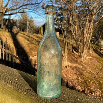 Antique Philip Pfannebecker JR. Paterson NJ Quart Blob Top Beer / Soda Bottle