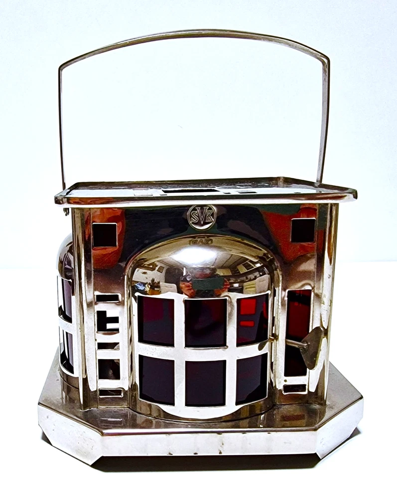 SVK Niederlande - Stövchen mit Rechaud, rotes Glas - Kaffee/Teewärmer - um 1920 - Bild 3 von 4