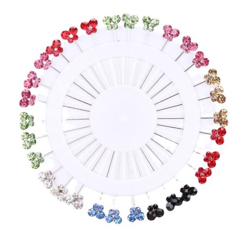 30pcs Shambala Crystal Diamante Hijab Scarf Brooch Wheel Long Pins Sewing Snag - Picture 25 of 59