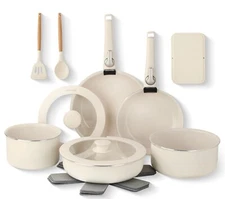 Gotham Steel 18 Piece Removeable Handles Nonstick Ceramic Cookware Set