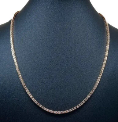 Collar Tennis En Oro Rosa 18kt. Con Diamantes Naturales Corte Brillante Ct. 2,96 - Imagen 1 de 4