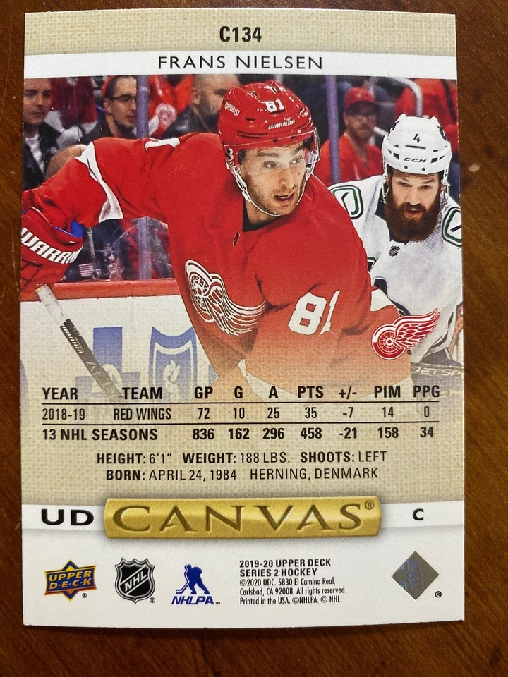 19-20 UD Series 2 Hockey Canvas C134 Frans Nielsen - Image 2 of 2