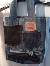 denim bag/tote cotton lined, zipper, pockets