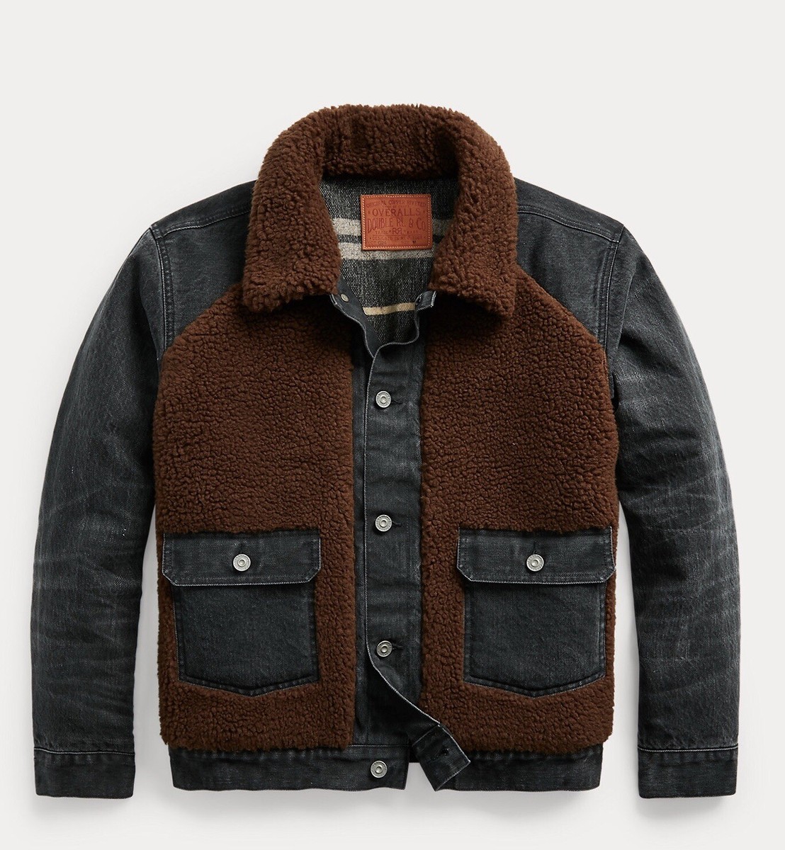 RRL Ralph Lauren 1940 Inspired Grizzly Fleece Paneled Denim