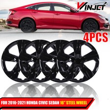 Black 4pcs 16 Hub Caps Full Rim Wheel Covers For 2016-2026 Honda Civic Sedan Black 4pcs 16 Hub Caps Full Rim Wheel Covers For 2016-2026 Honda Civic Sedan