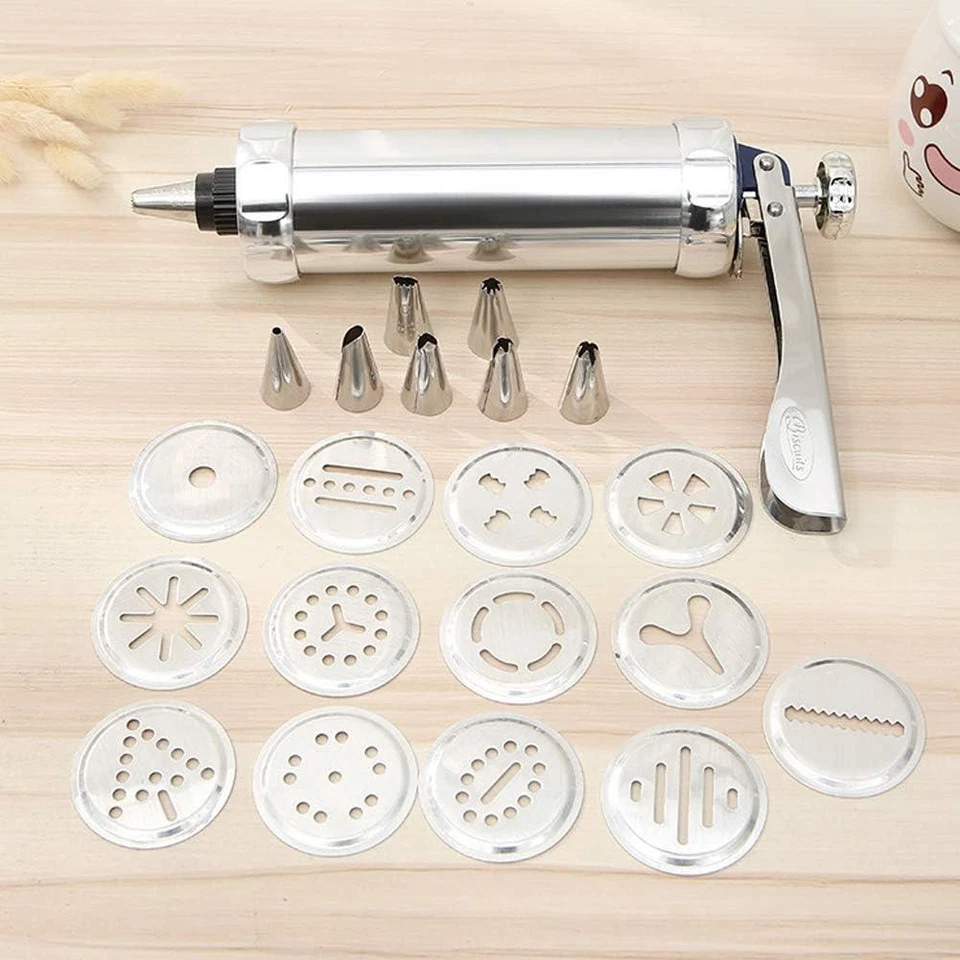 22PCS Cookie Biscuit Press Kits Maker Cake Flower Icing Nozzle Piping Gun Baking - Image 3 of 4
