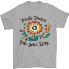 Invite Peace Day Hippy Flower Power Funny Mens T-Shirt 100% Cotton