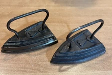 Vintage Mini Tiny 3” Iron Clothes Cast Antique Decorative Set of 2