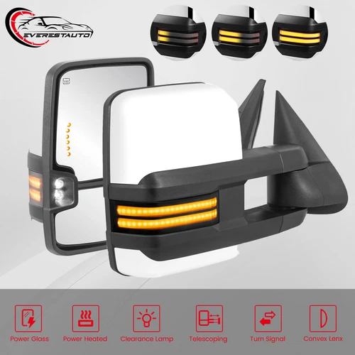 White Painted Tow Mirrors Switchback Fit For 2003-2007 Silverado GMC Sierra