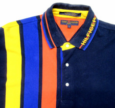 TOMMY HILFIGER Golf Polo Shirt Colorblock Vtg 90s Mens L Preppy Collar Spellout