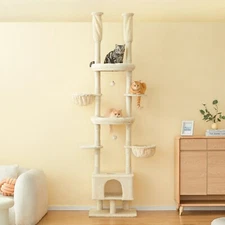 92.9"-102.4" Adjustable Multi-level Cat Tree Tower Activity Center Playing Rest.