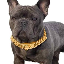 Gold Dog Collar Big Dog Collar Stainless Steel Large Dog Outdoor, 10 SIZES-Chain