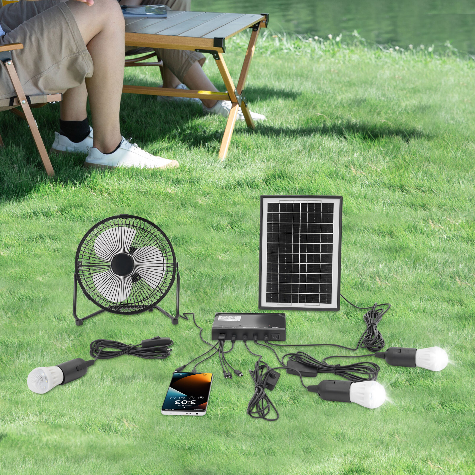 Portable Solar Power Panel Generator Kit Camping Battery Pack Power Station USA