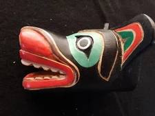CLASSIC NORTHWEST COAST DESIGN, "WOLF" CARVED WOODEN MASK,  WY-1124*07666