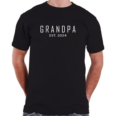 NEW LIMITED Grandpa Est 2024 Funny First Time Grandfather Promoted T-Shirt  S-3XL