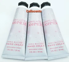 Bath & Body Works SNOWFLAKES & CASHMERE HAND CREAM 1 OZ NEW X3 TRAVEL SIZE 
