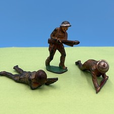  3 Barclay Manoil Soldiers Rifles Laying Crawling Standing 1930s Dimestore Toys