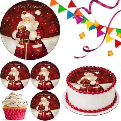 Weihnachten Santa Hirsch Tortenaufleger Party Deko essbar Geburtstag Feier Cupcake