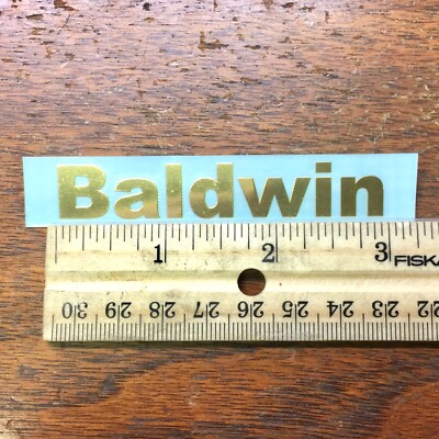 Bright Gold Baldwin Piano Cabinet Fallboard Decal Letters 3''x1/2''