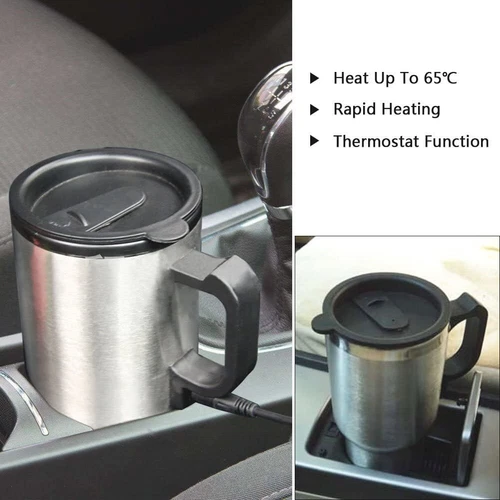 12V Car Heating Cup Kettle 450ml Stainless Steel Travel Electric Coffee Cup NEW - Picture 5 of 12