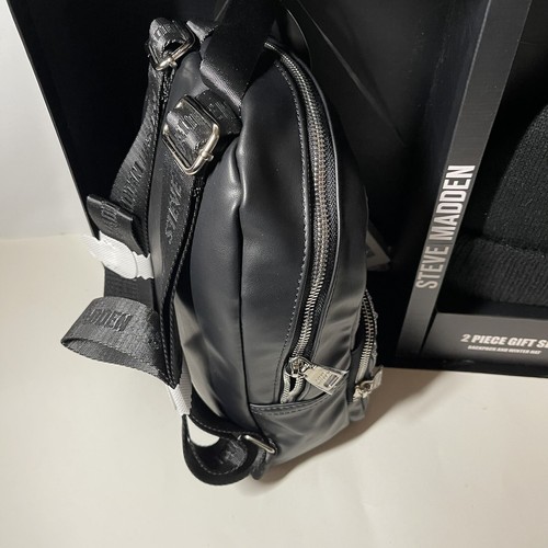 Nuovo Steve Madden 2 pezzi set regalo Bling strass zaino borsa cappello invernale nero - Foto 5 di 14