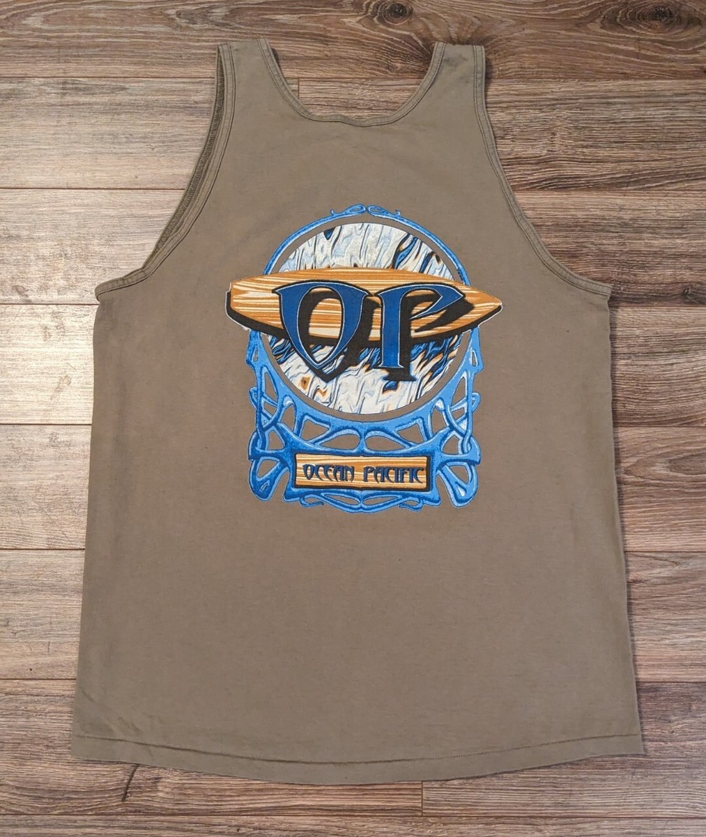 80s ocean pacific オーシャンパシフィック　op usa VTG 80's Ocean Pacific OP Men's Tan Graphic Single Stitch