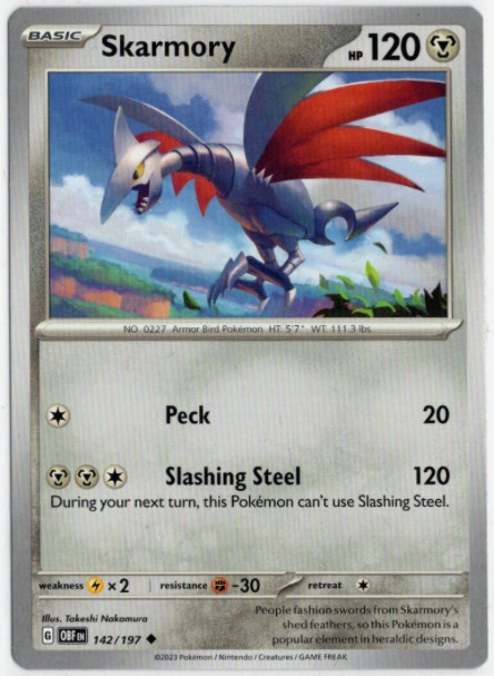 Skarmory 142/197 - Pokemon - Obsidian Flames - NM/M